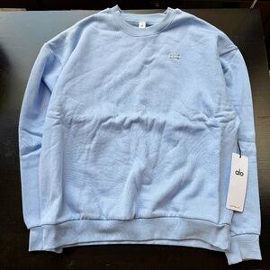 Alo Accolade Crew Neck Pullover Size Small Seashell Blue NWT